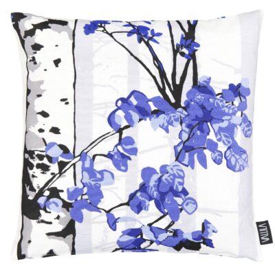 Poszewka dekoracyjna niebieska brzoza LUONTO na poduszkę bawełniana. Skandynawski design