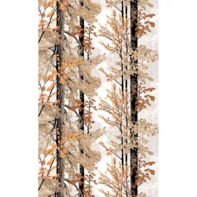 Zasłony jesienne HARMONIA. Wzór w malowane jesienne liście i drzewa. Kolorystyka pełna harmonii i jesiennych barw. Skandynawskie wzornictwo