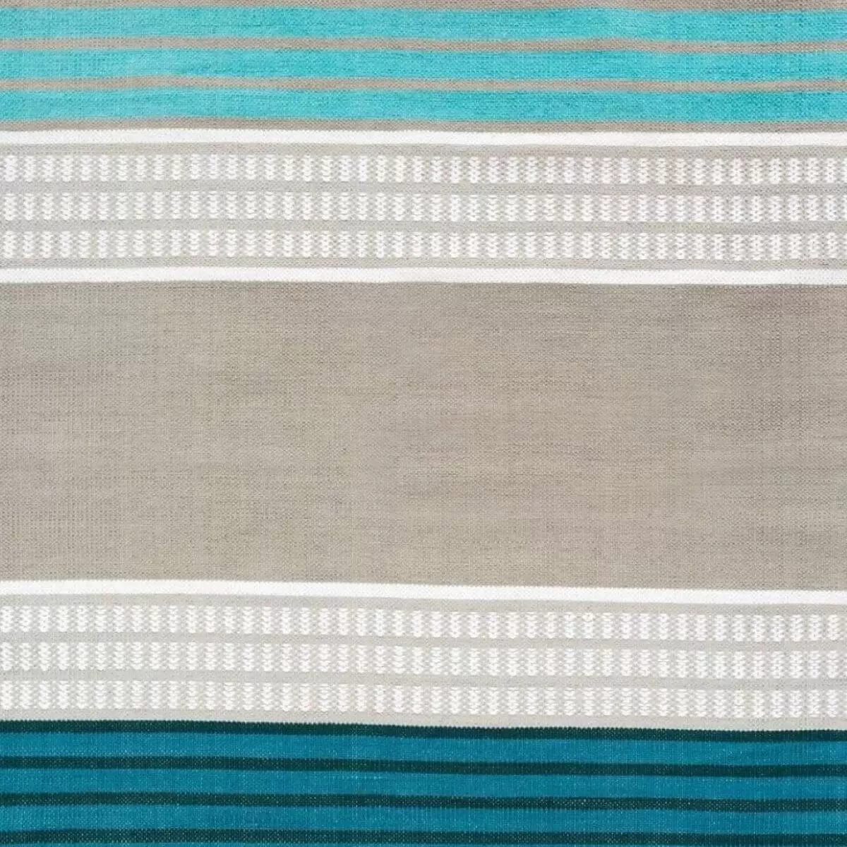 Dywan skandynawski turkusowy 80x150 PALLAS. Geometryczny wzór w szaro turkusowe pasy i paski dywanu z bawełny do nowoczesnej sypialni styl skandynawski w zbliżeniu