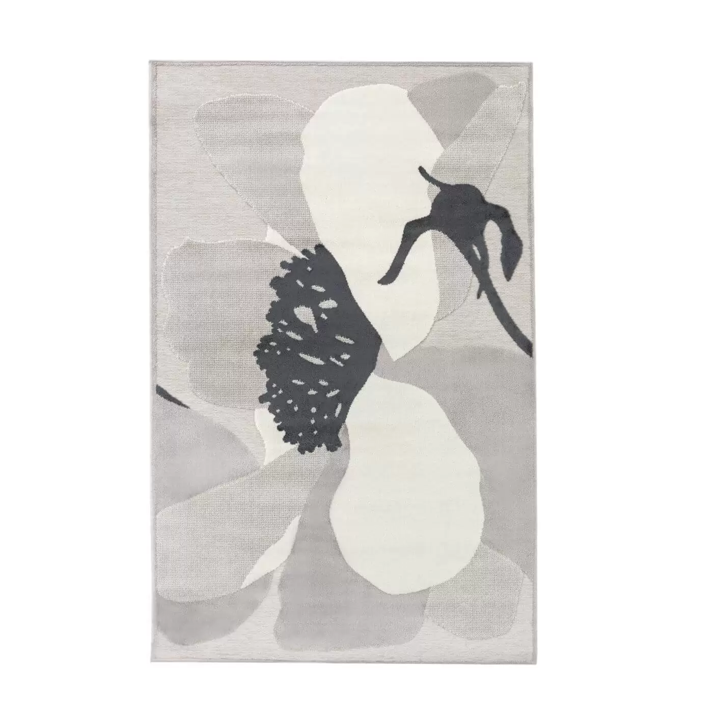 Dywanik ozdobny beżowy kwiat MIRANDA. Cienki dywanik z kwiatem beżowy jasny do salonu lub sypialni. Nowoczesny skandynawski design