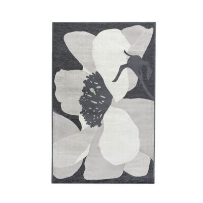 Szary dywan kwiat MIRANDA. Mały dywan z kwiatem szary do salonu lub sypialni. Nowoczesny skandynawski design